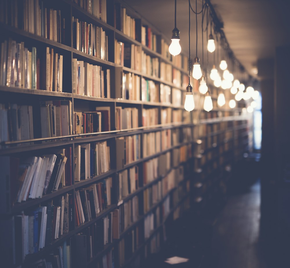 Библиотечные полки с книгами